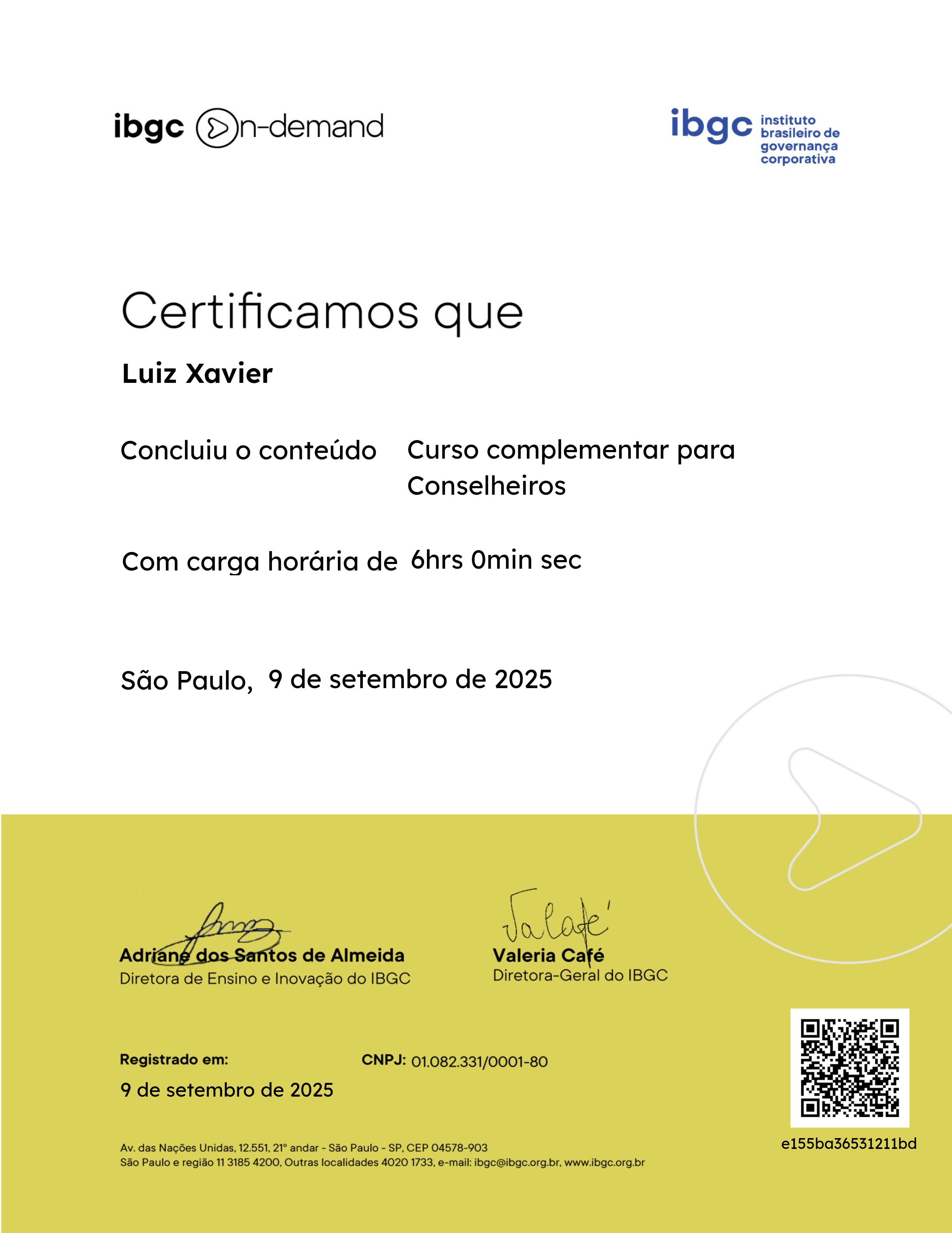 Curso complementar para Conselheiros